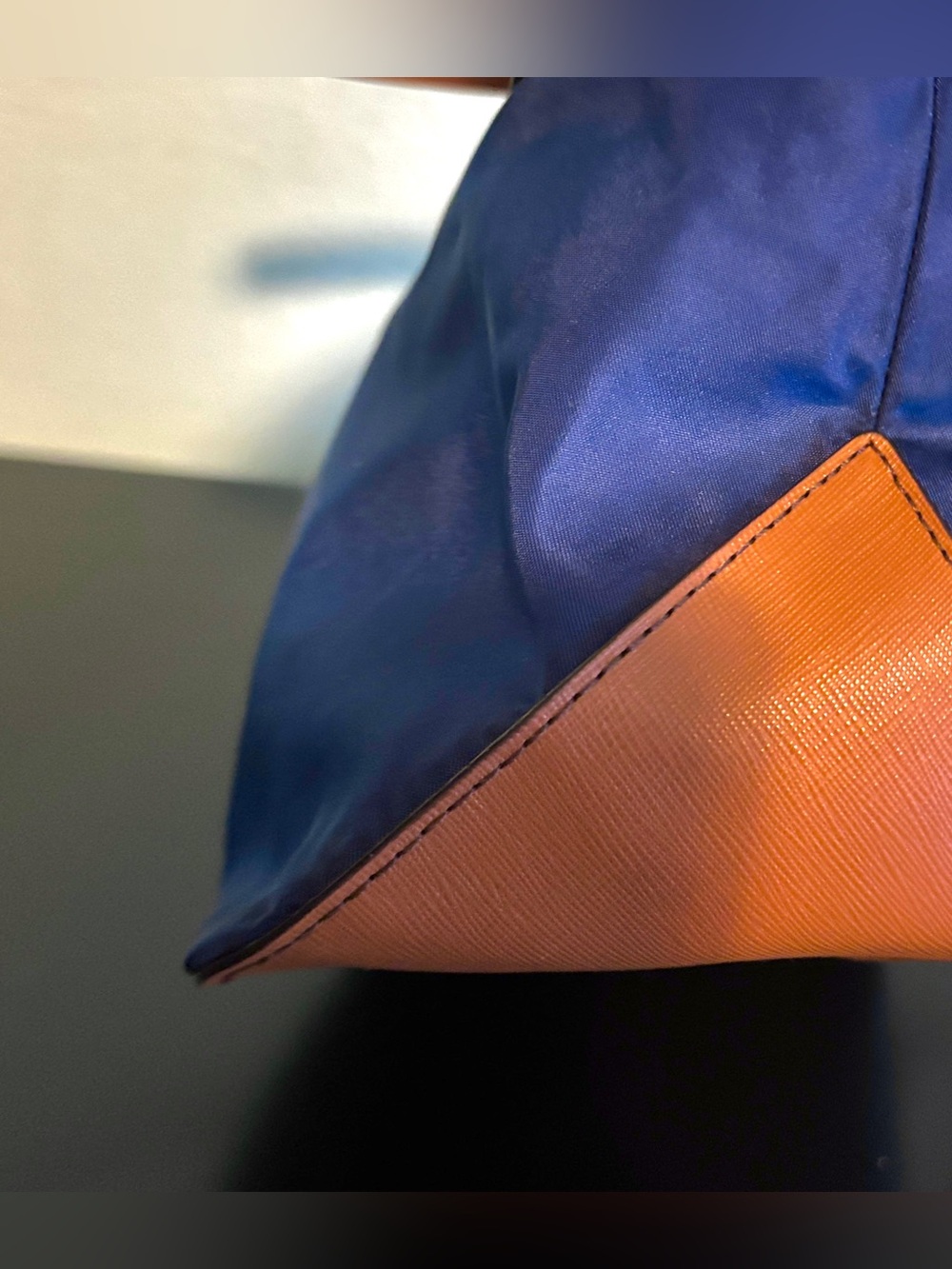 Michael Kors Kempton Blue Nylon Tote with Tan Saffiano Leather, EUC, Retail $85 - Picture 7 of 15